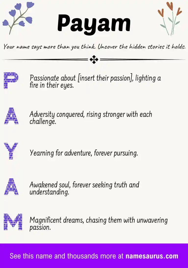 Acrostic poem about Payam.