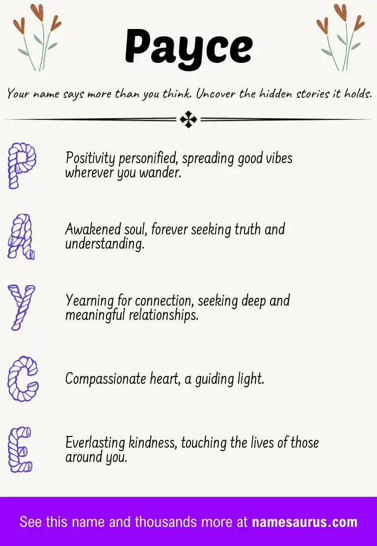 Acrostic poem about Payce.