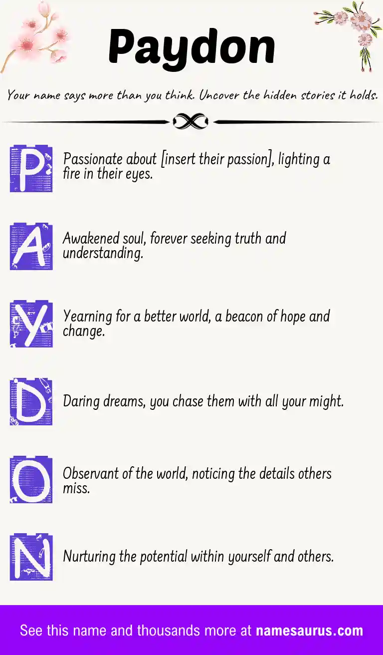 Acrostic poem about Paydon.