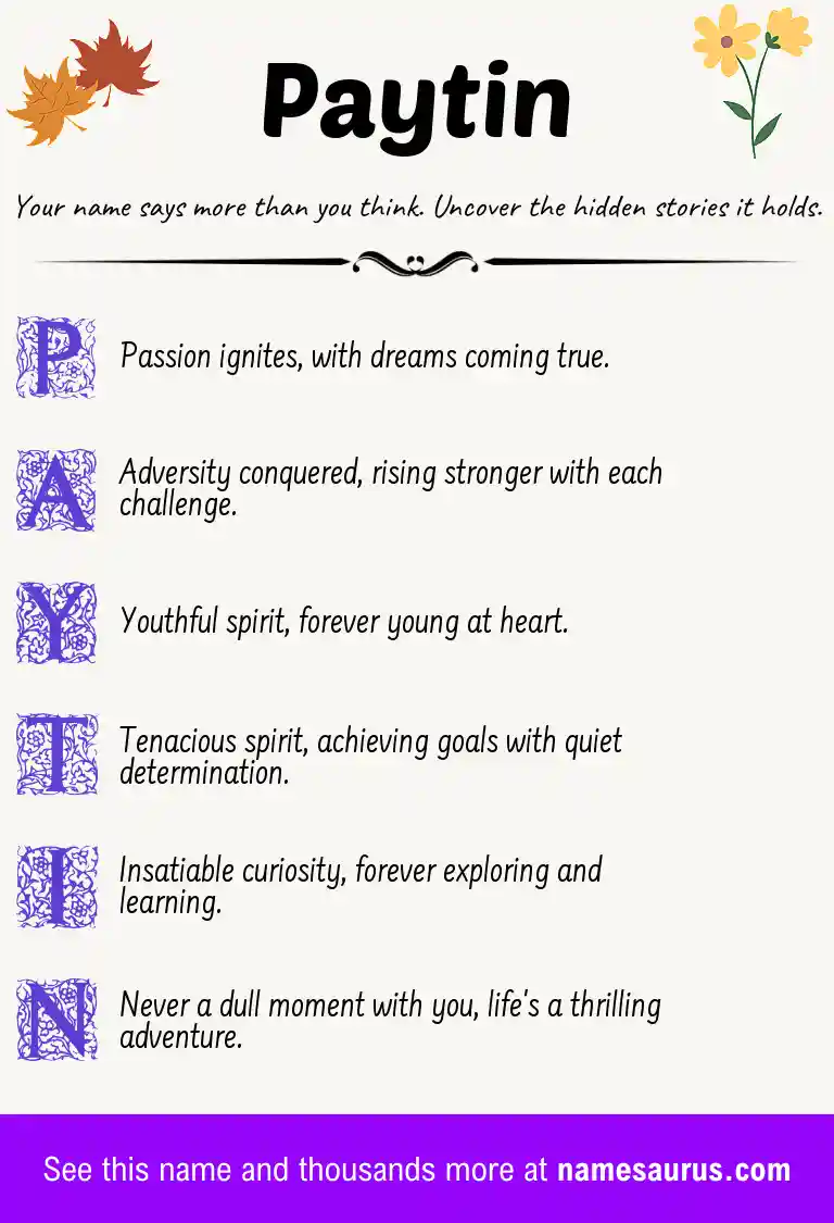 Acrostic poem about Paytin.