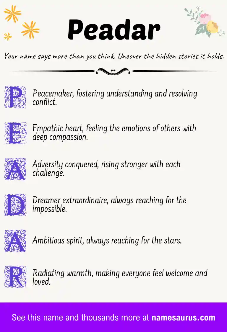 Acrostic poem about Peadar.