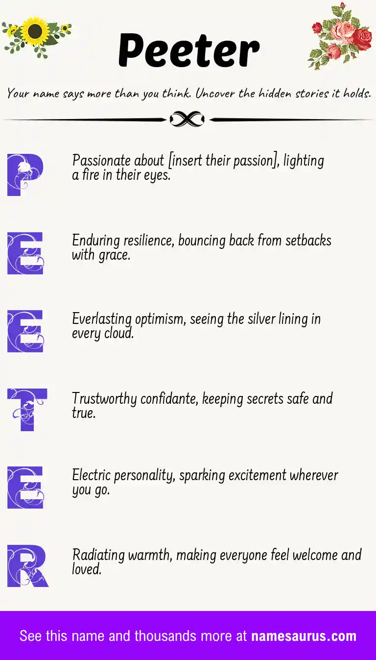 Acrostic poem about Peeter.