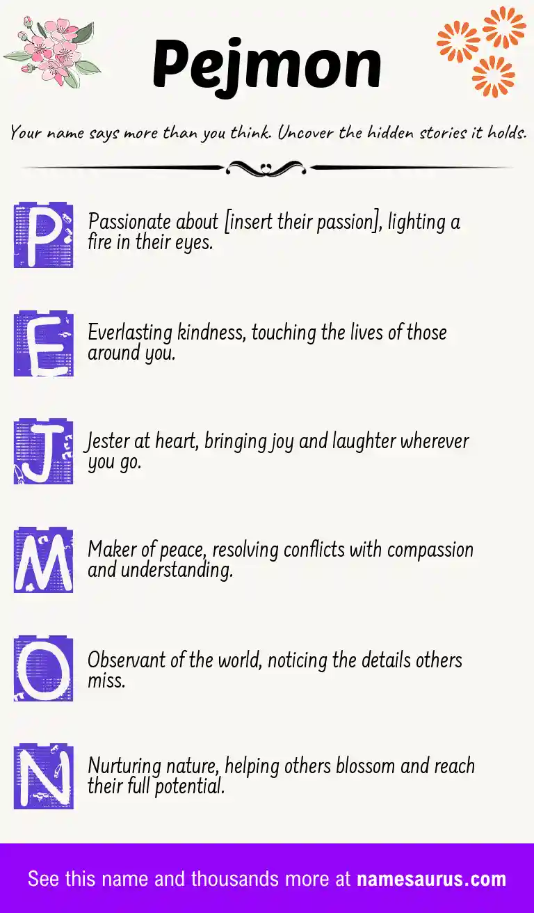 Acrostic poem about Pejmon.