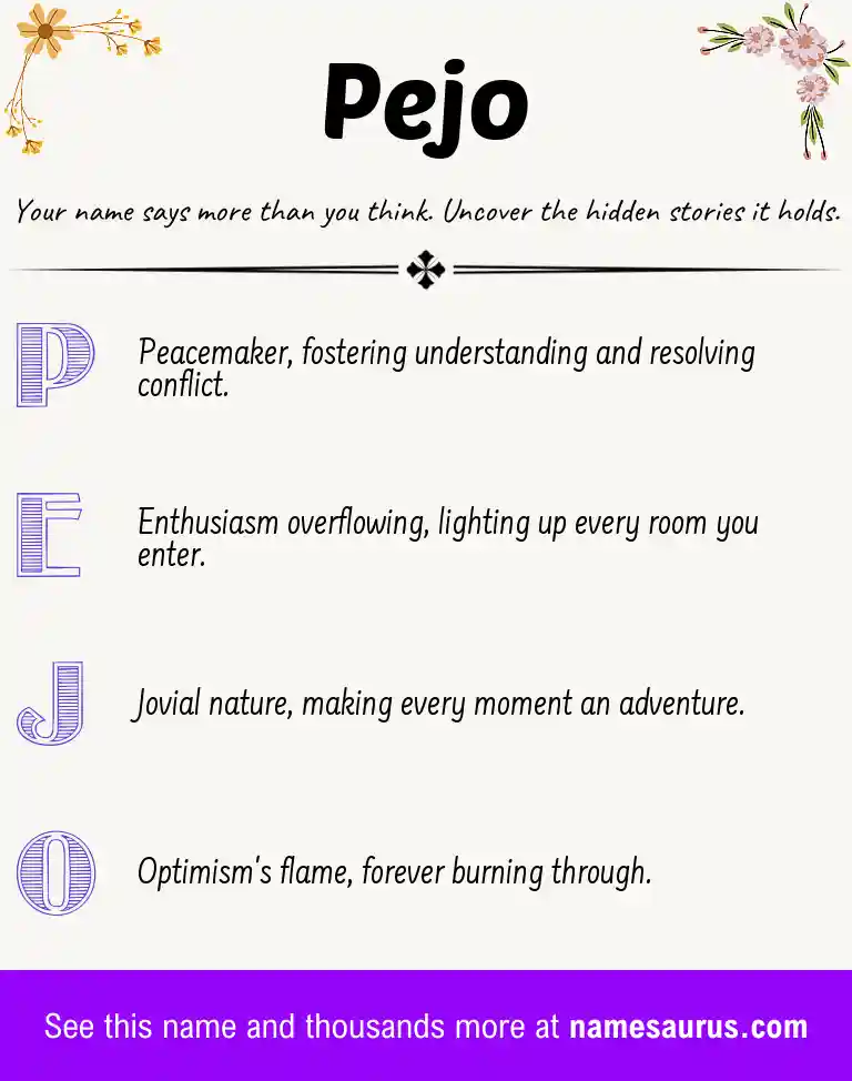 Acrostic poem about Pejo.