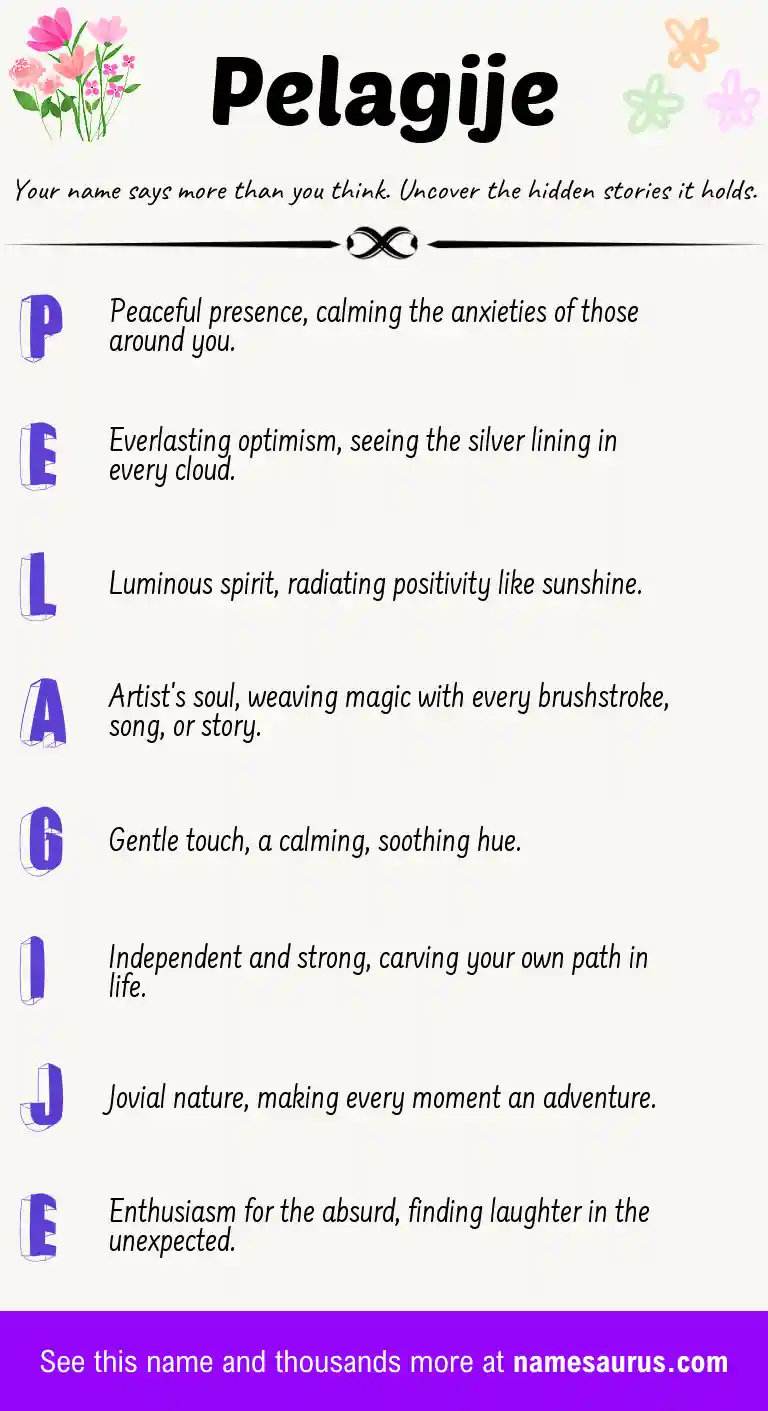 Acrostic poem about Pelagije.