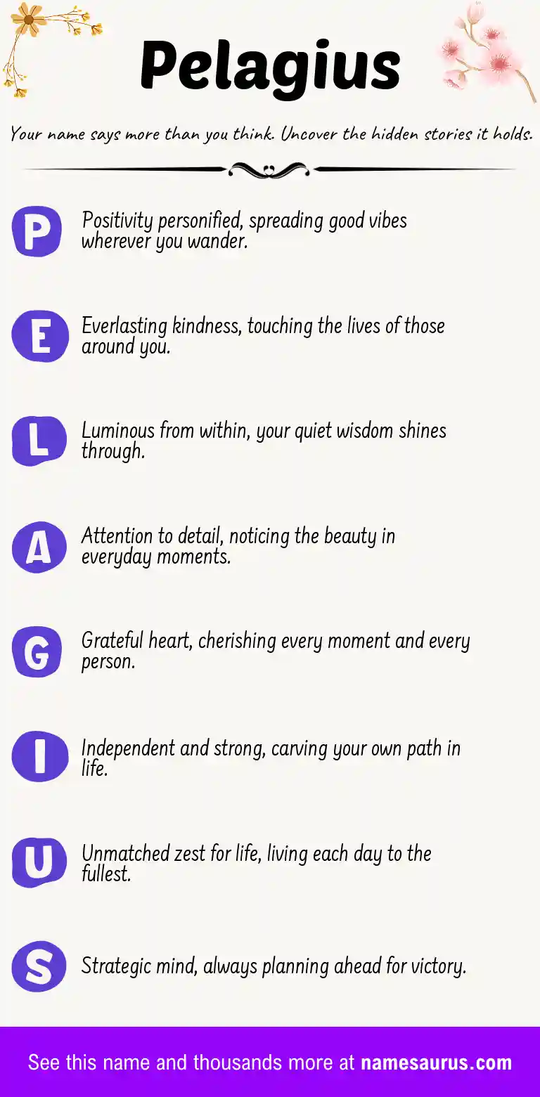 Acrostic poem about Pelagius.