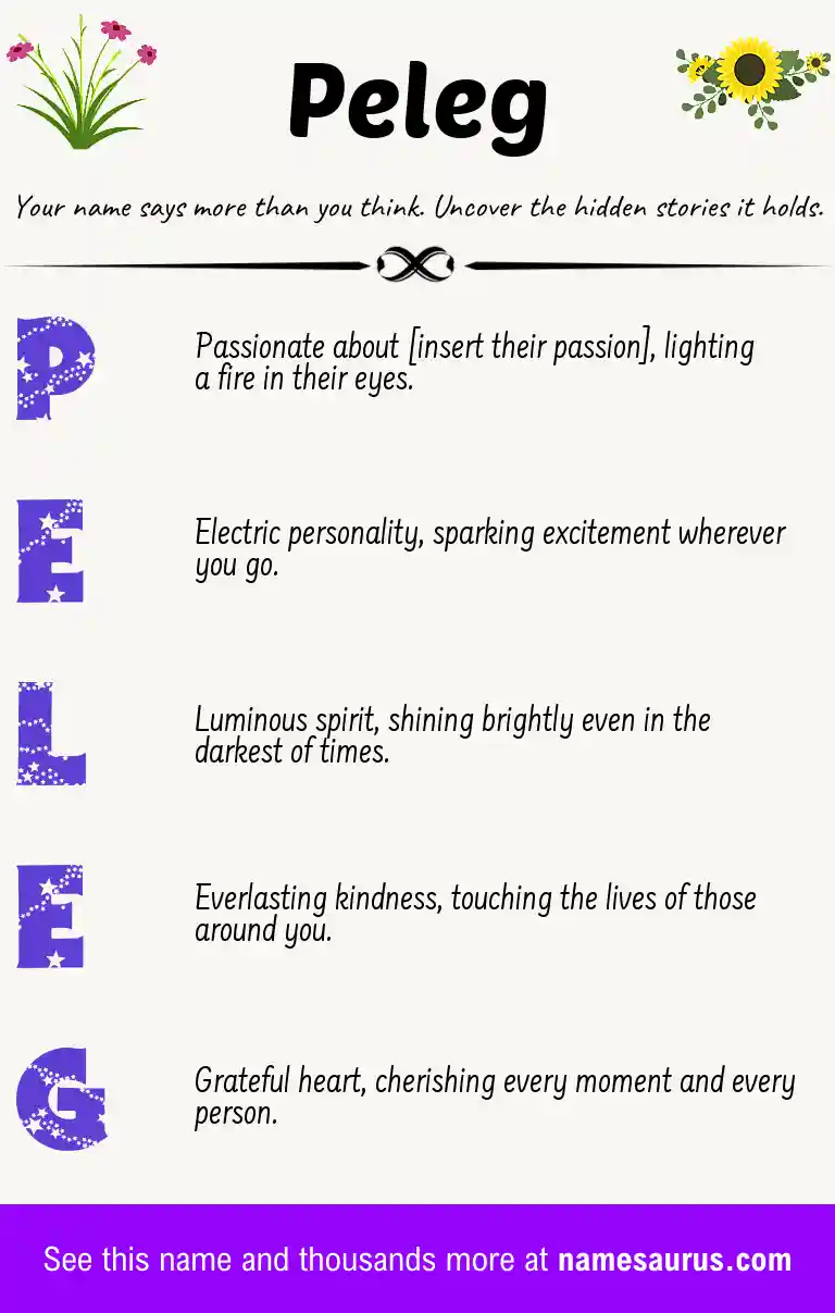 Acrostic poem about Peleg.