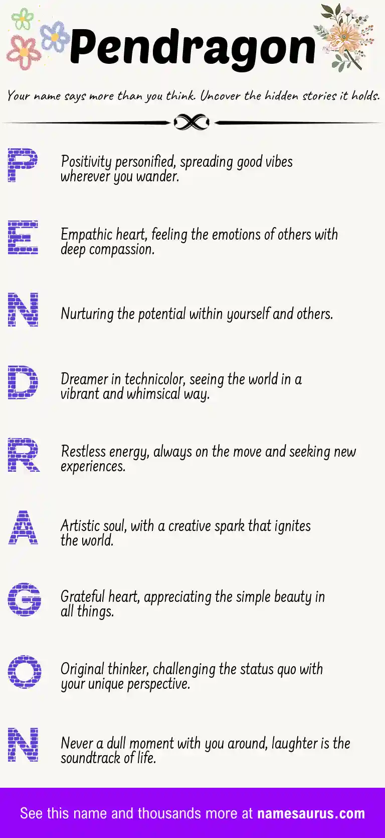 Acrostic poem about Pendragon.