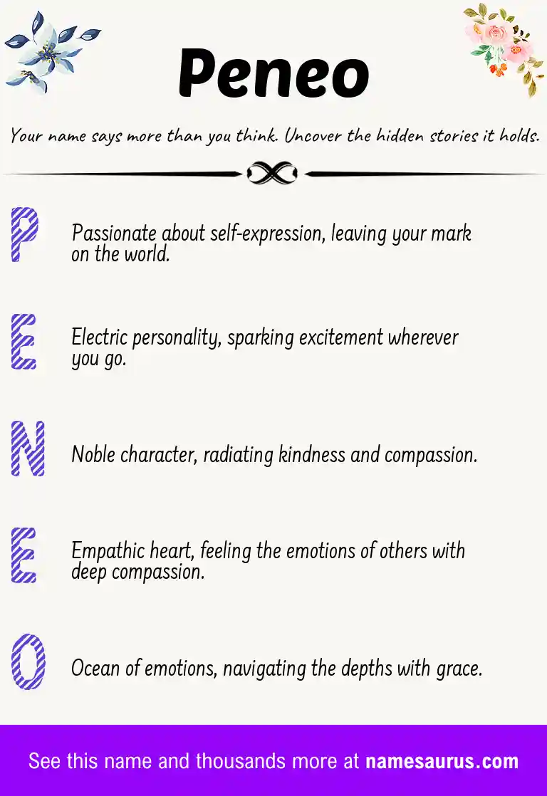 Acrostic poem about Peneo.