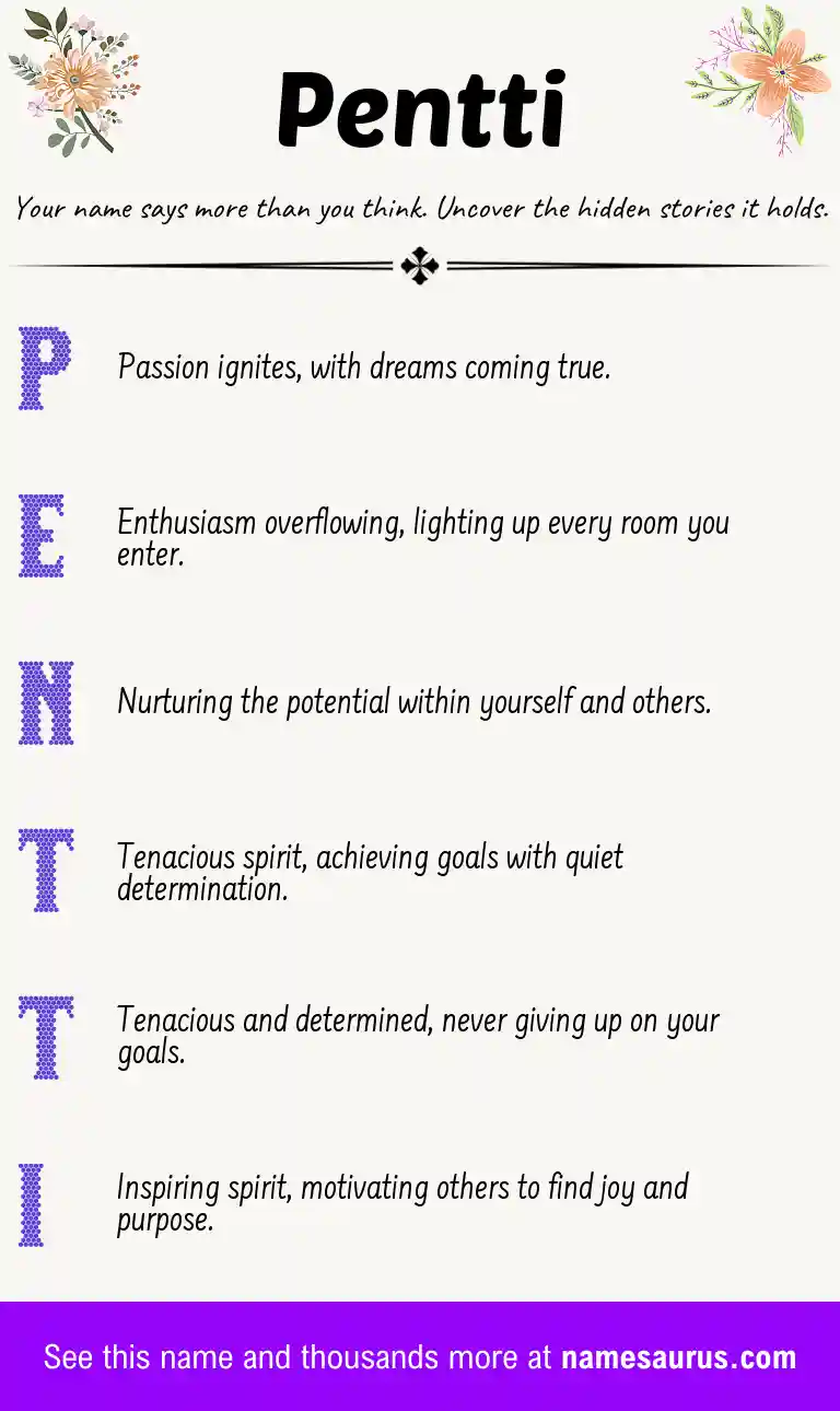 Acrostic poem about Pentti.