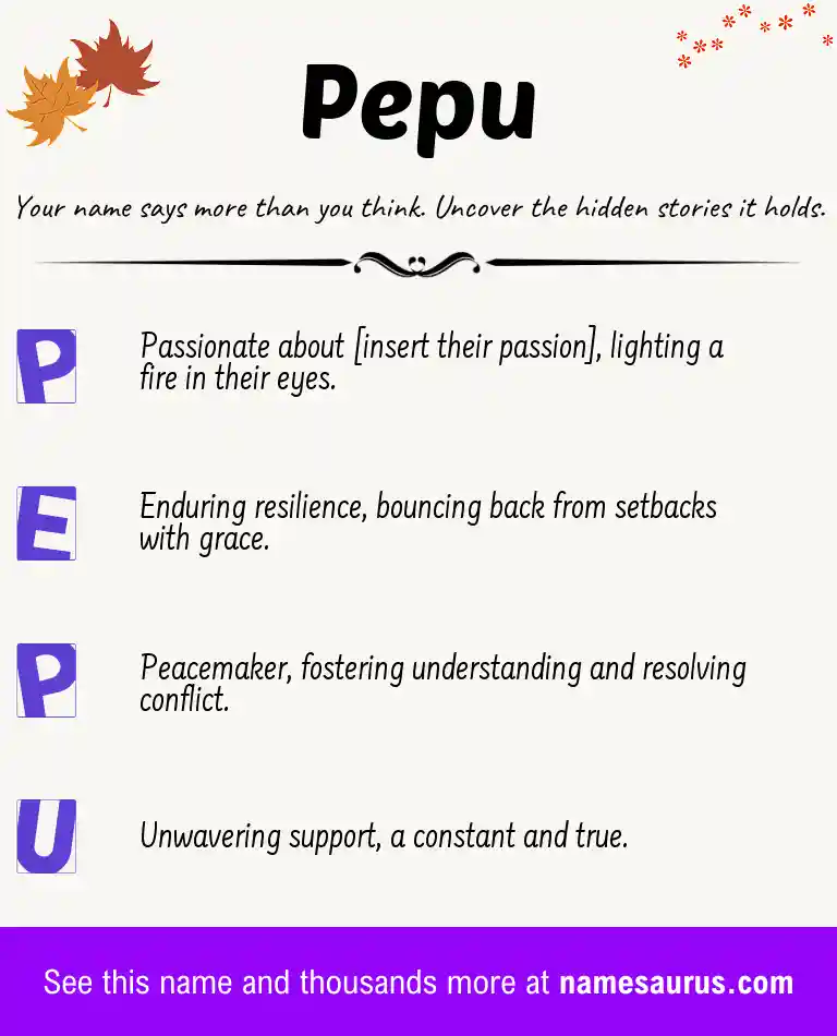Acrostic poem about Pepu.
