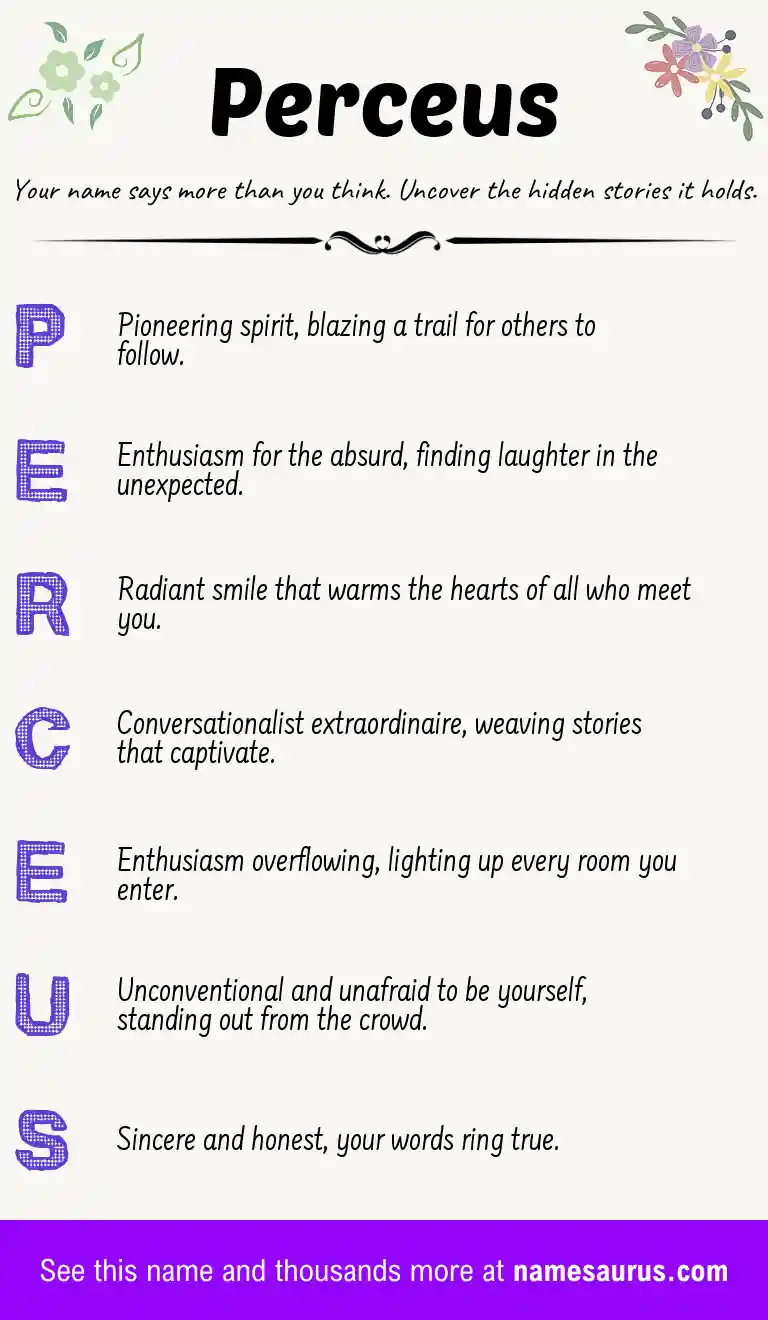 Acrostic poem about Perceus.