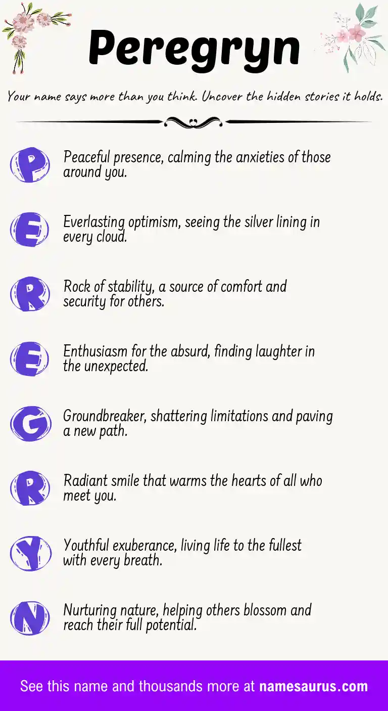 Acrostic poem about Peregryn.