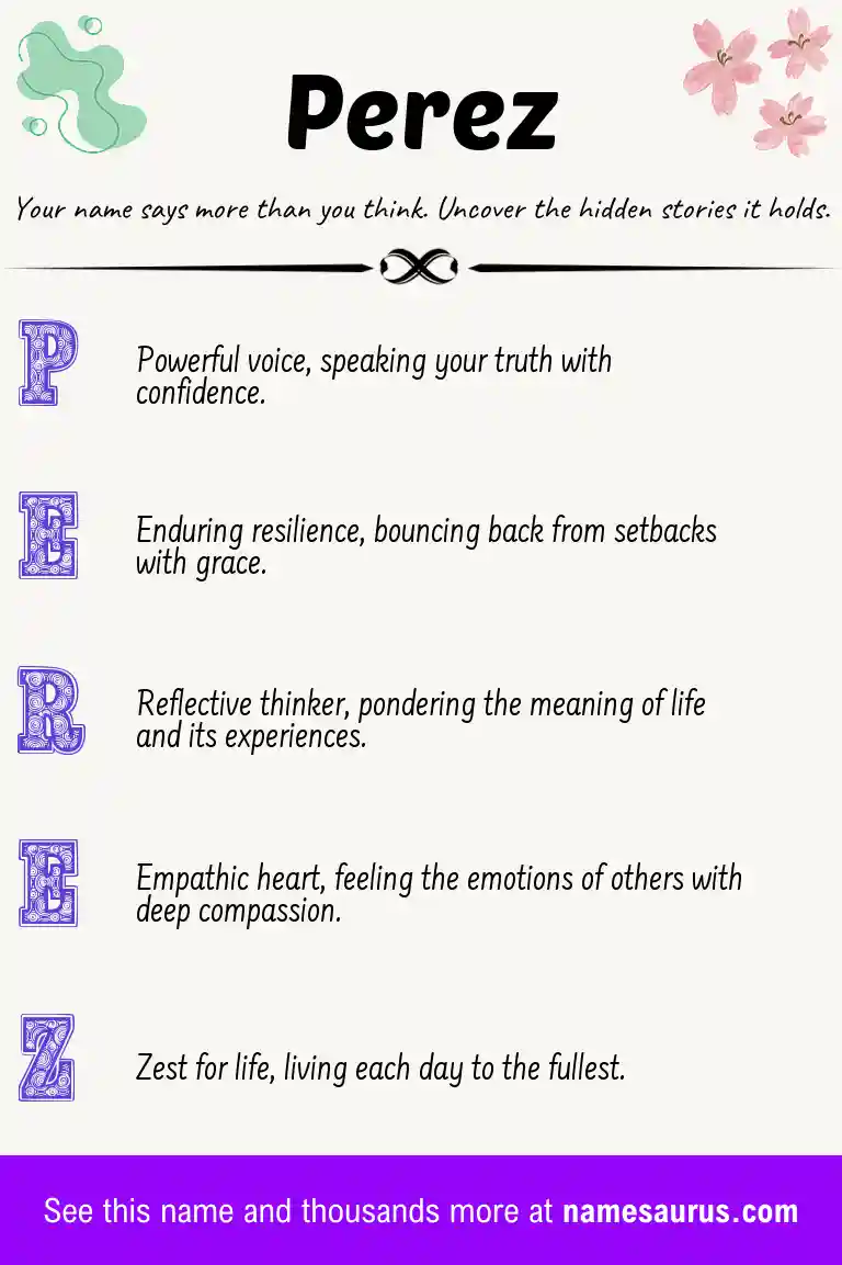 Acrostic poem about Perez.