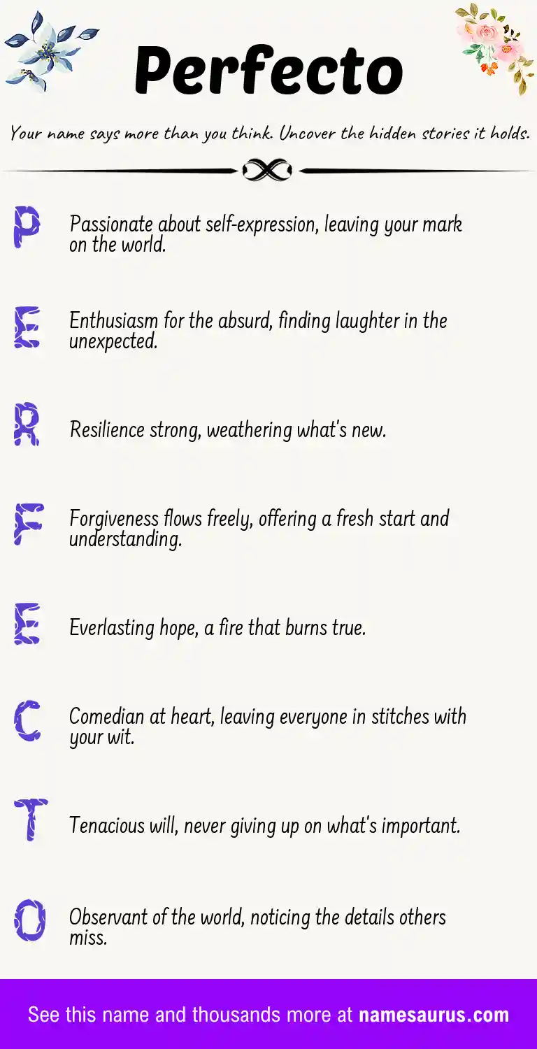 Acrostic poem about Perfecto.