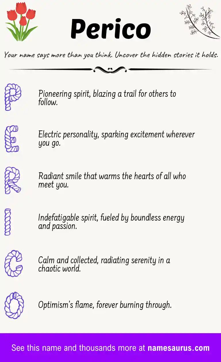 Acrostic poem about Perico.