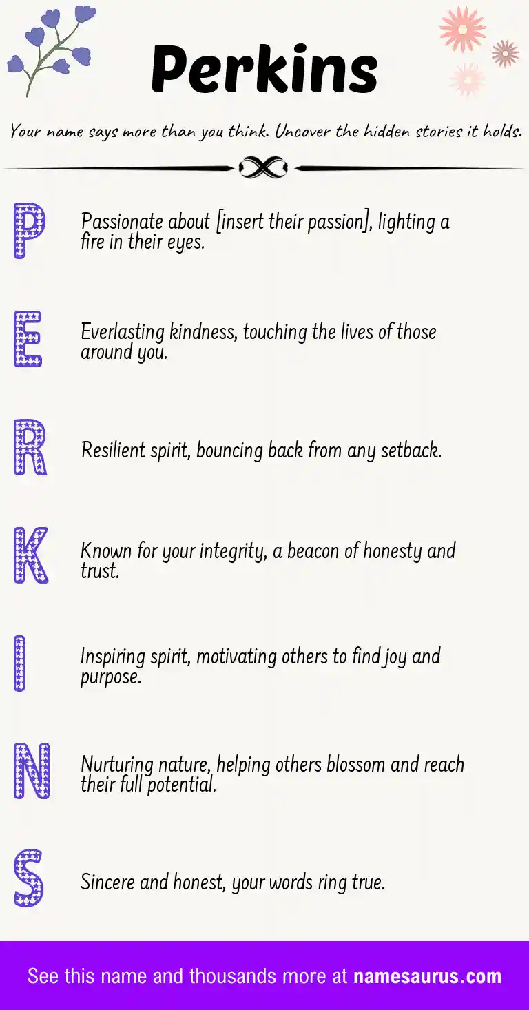 Acrostic poem about Perkins.