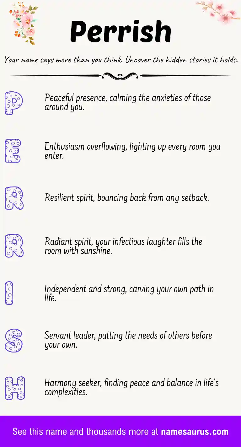 Acrostic poem about Perrish.
