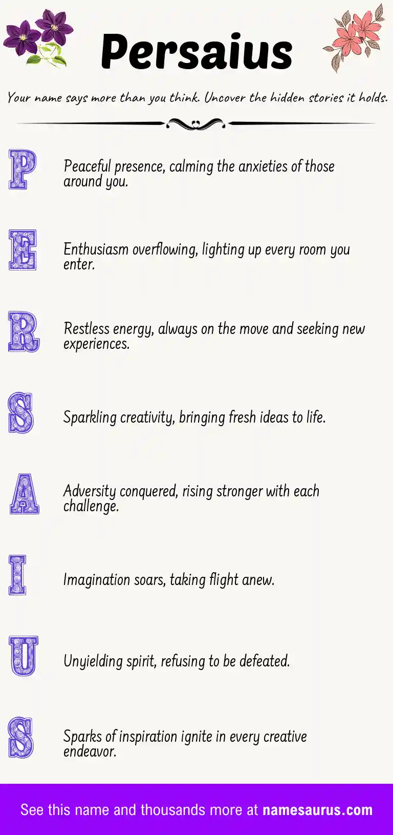 Acrostic poem about Persaius.