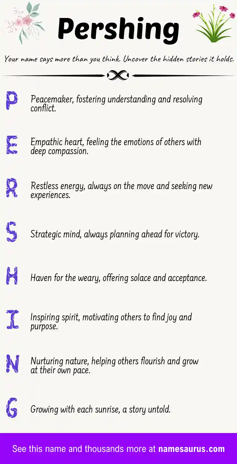 Acrostic poem about Pershing.