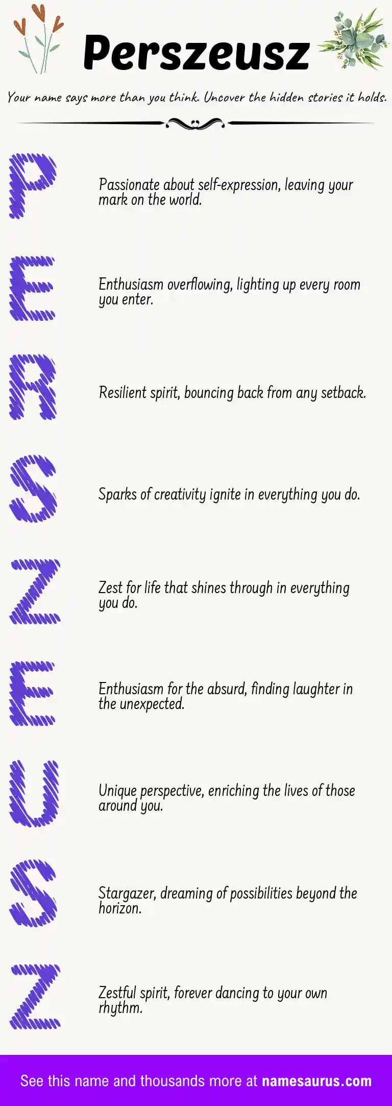 Acrostic poem about Perszeusz.