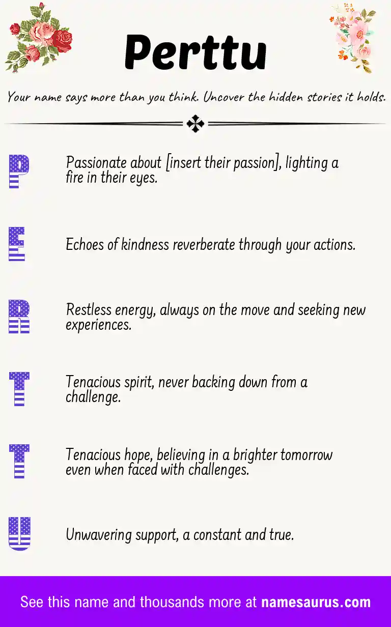 Acrostic poem about Perttu.