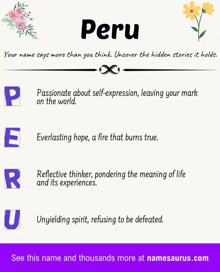 Acrostic poem about Peru.
