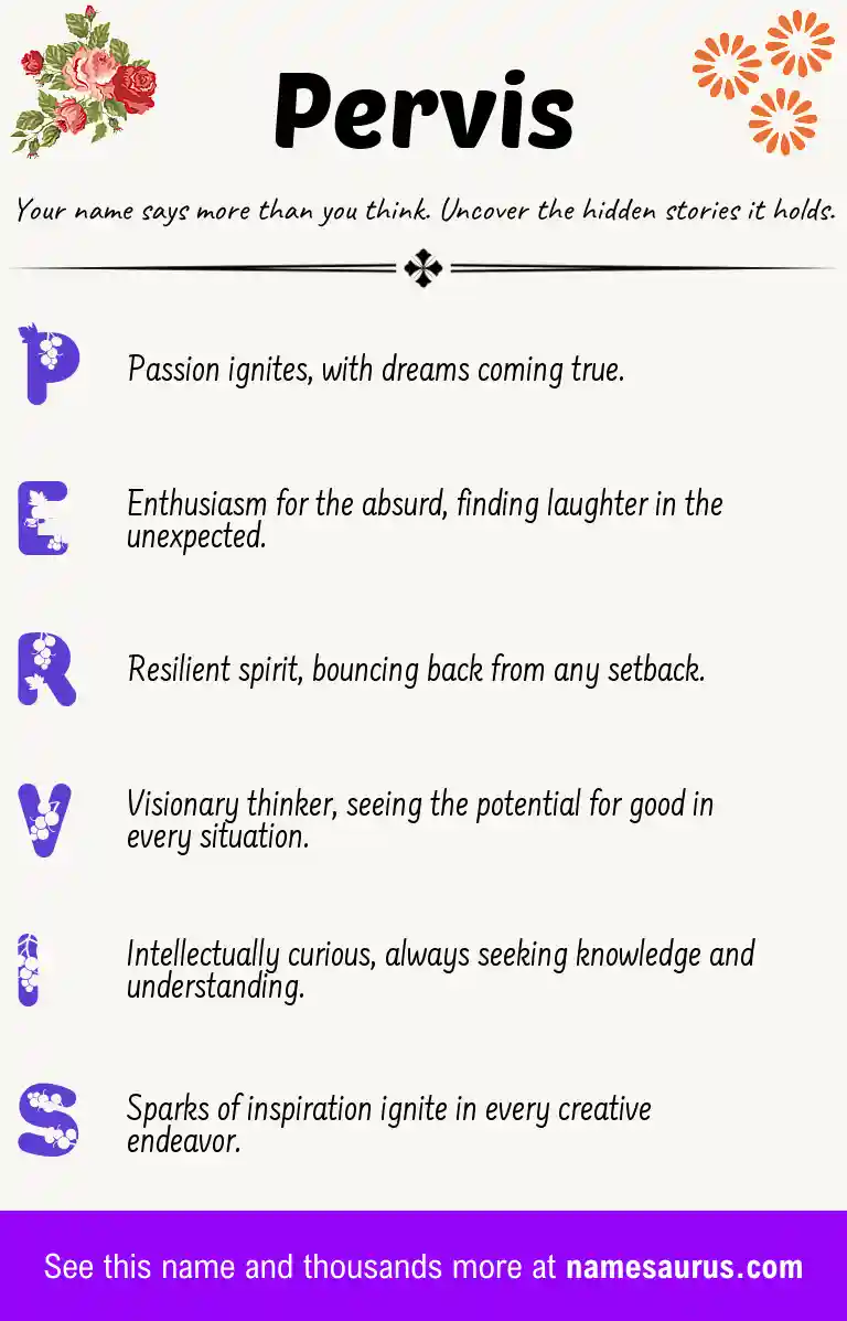 Acrostic poem about Pervis.
