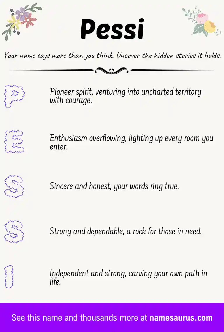 Acrostic poem about Pessi.