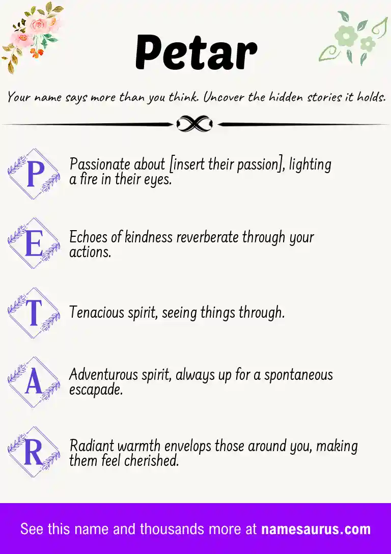 Acrostic poem about Petar.