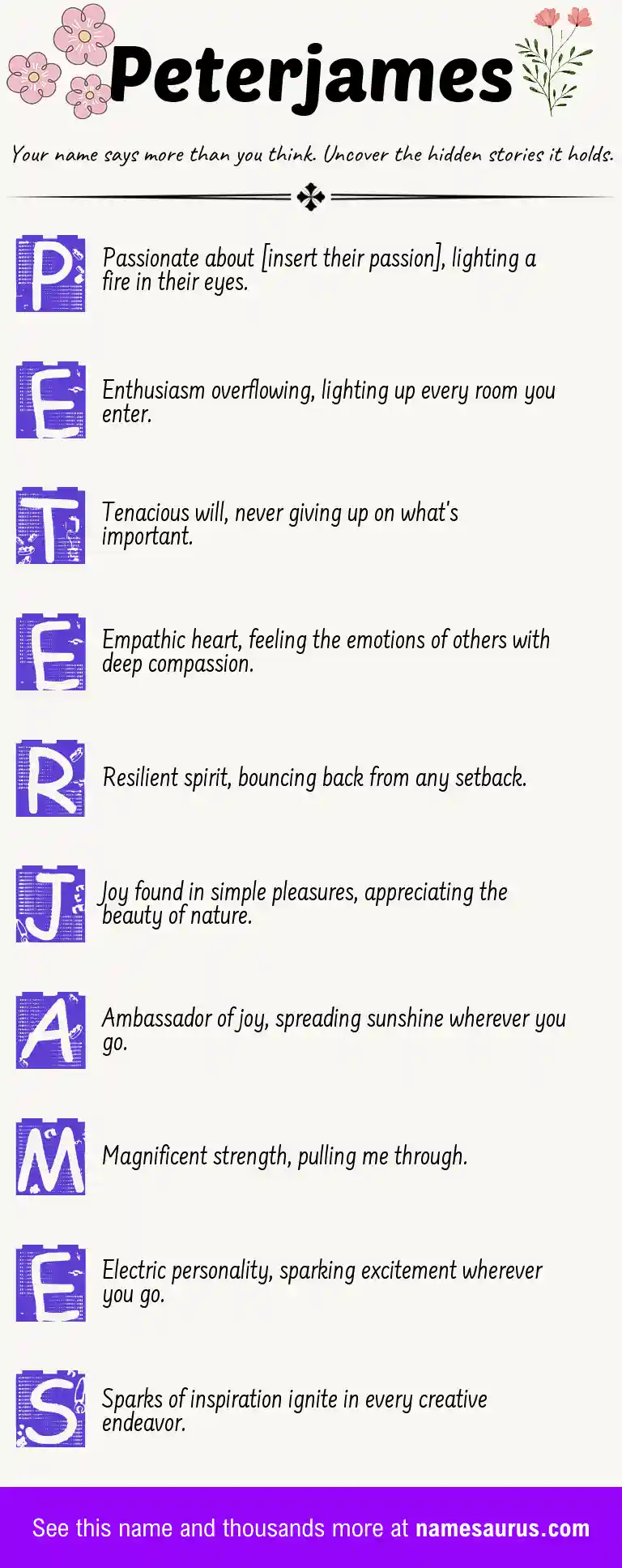 Acrostic poem about Peterjames.