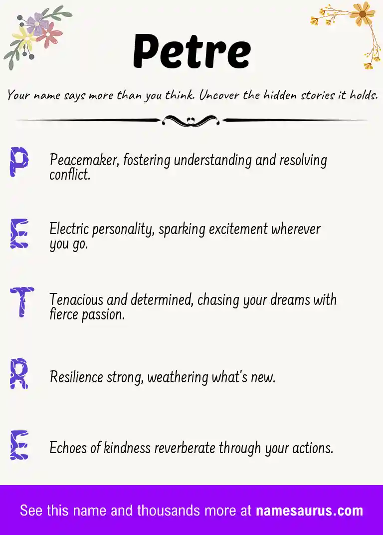 Acrostic poem about Petre.