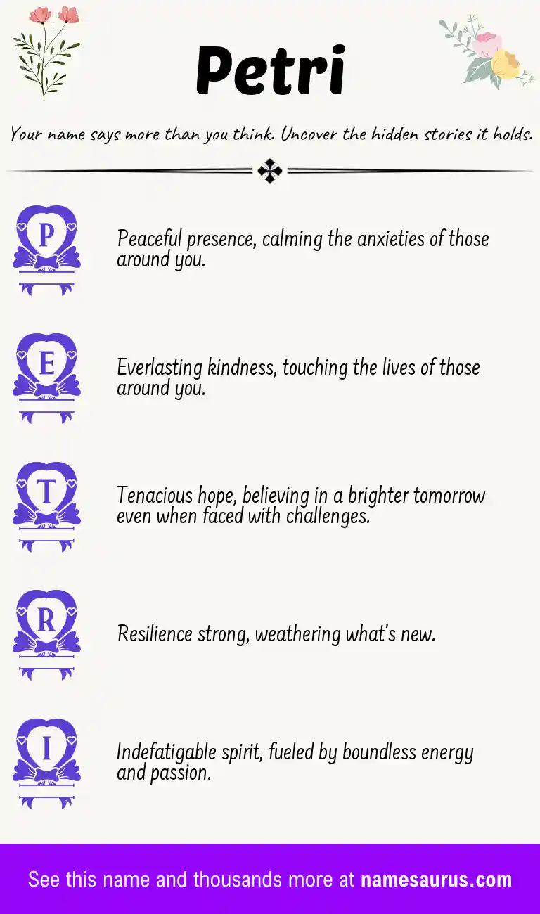 Acrostic poem about Petri.