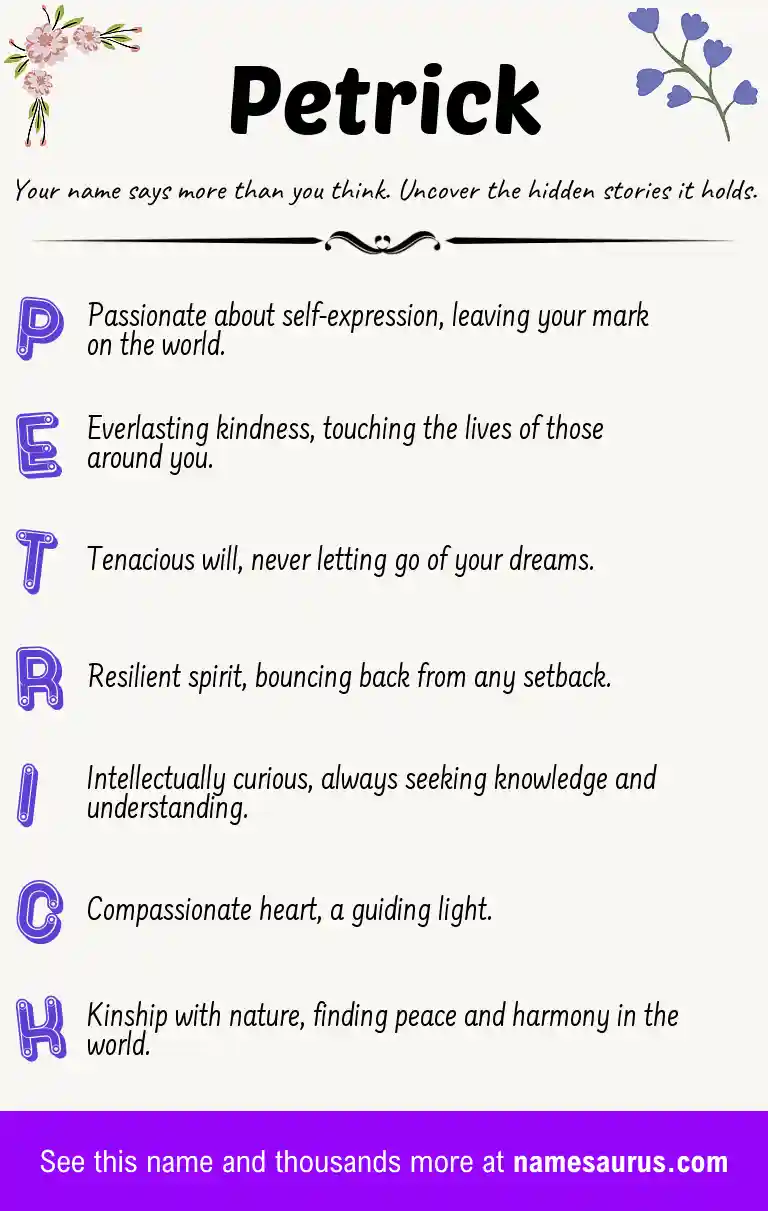 Acrostic poem about Petrick.