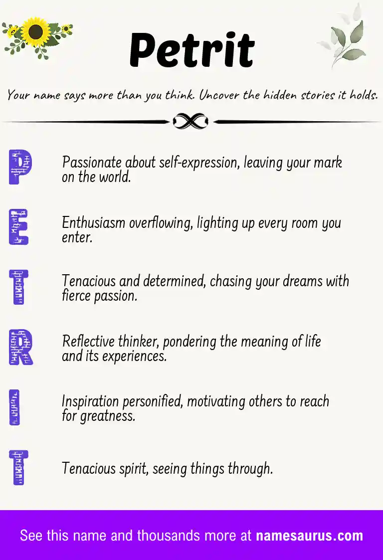 Acrostic poem about Petrit.