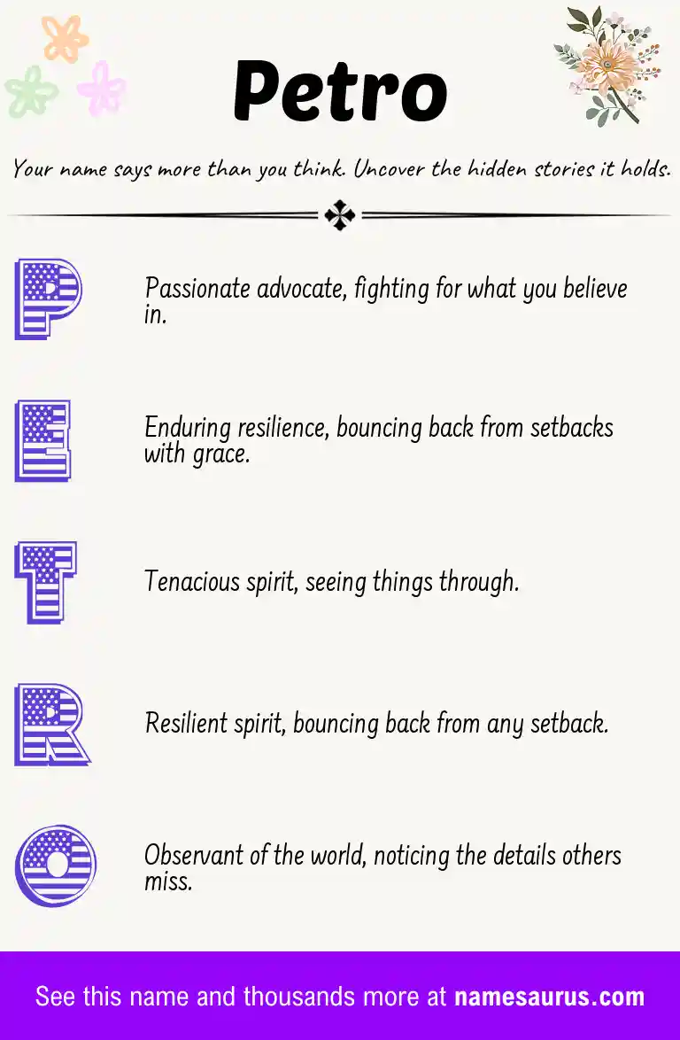 Acrostic poem about Petro.