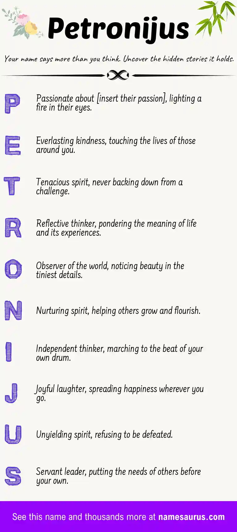 Acrostic poem about Petronijus.