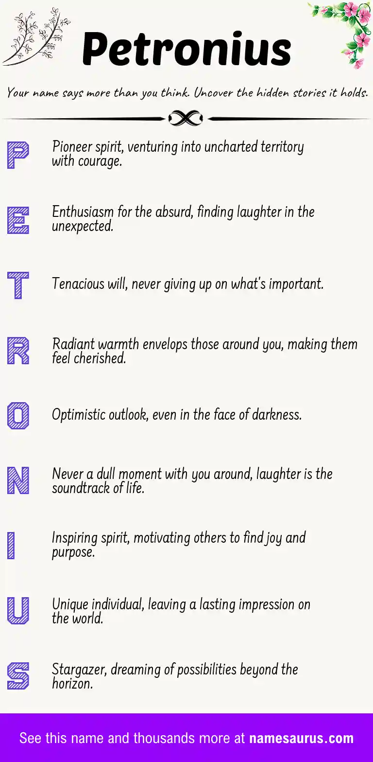 Acrostic poem about Petronius.