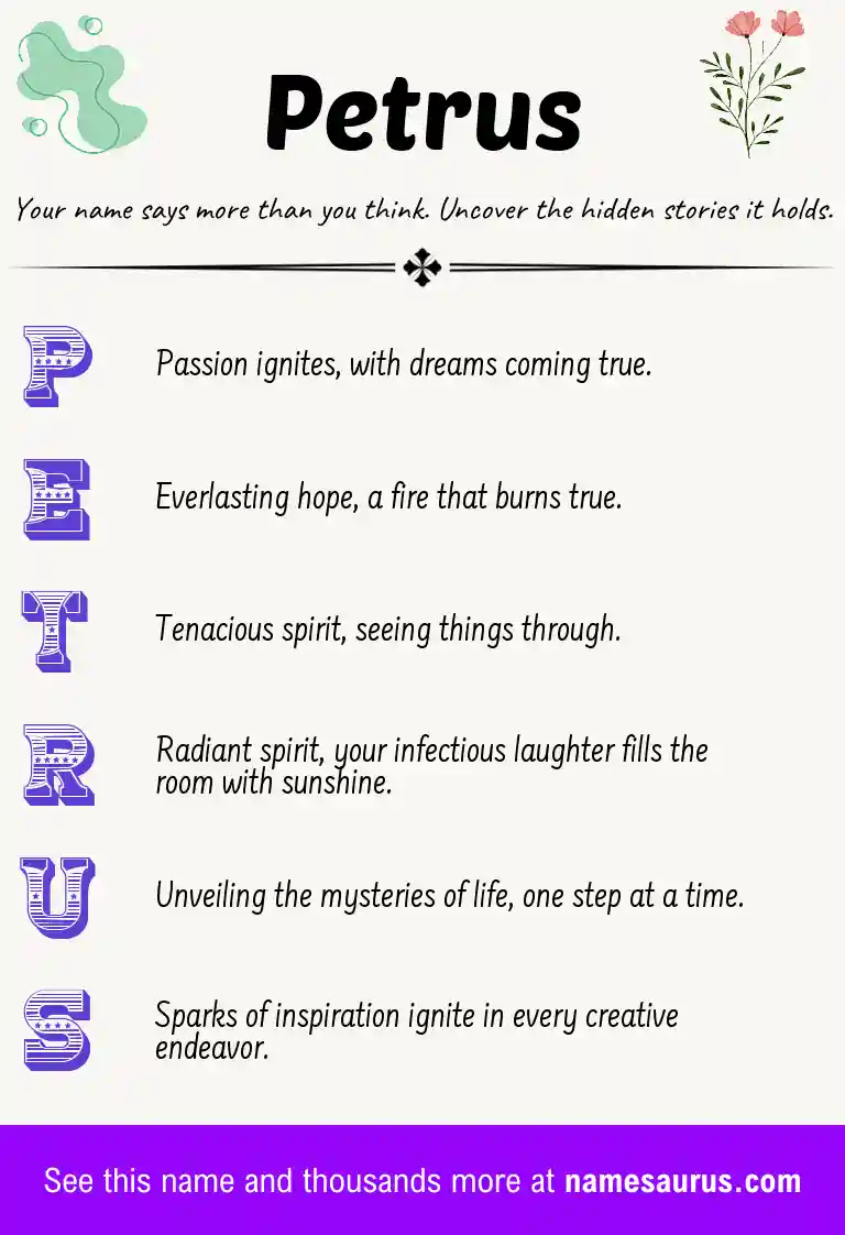 Acrostic poem about Petrus.