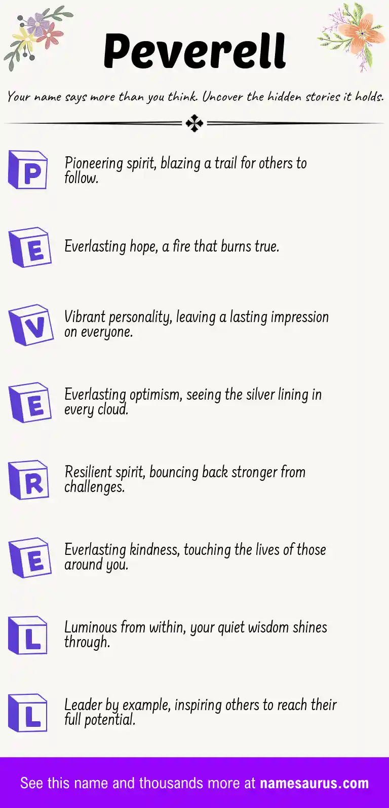 Acrostic poem about Peverell.