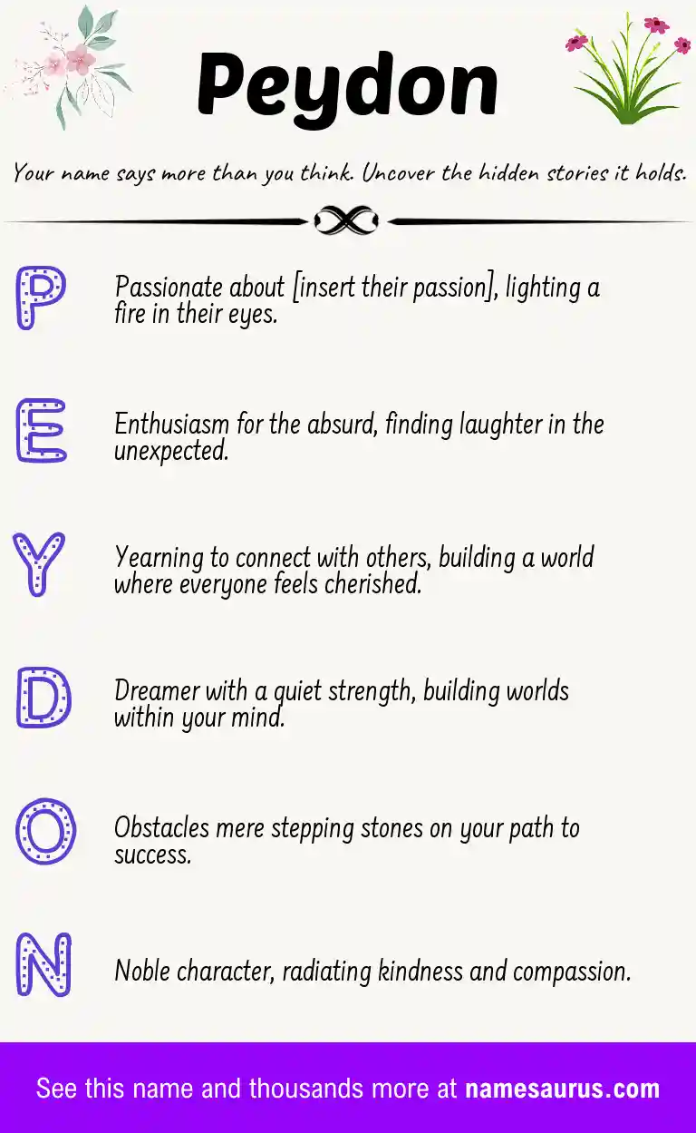 Acrostic poem about Peydon.