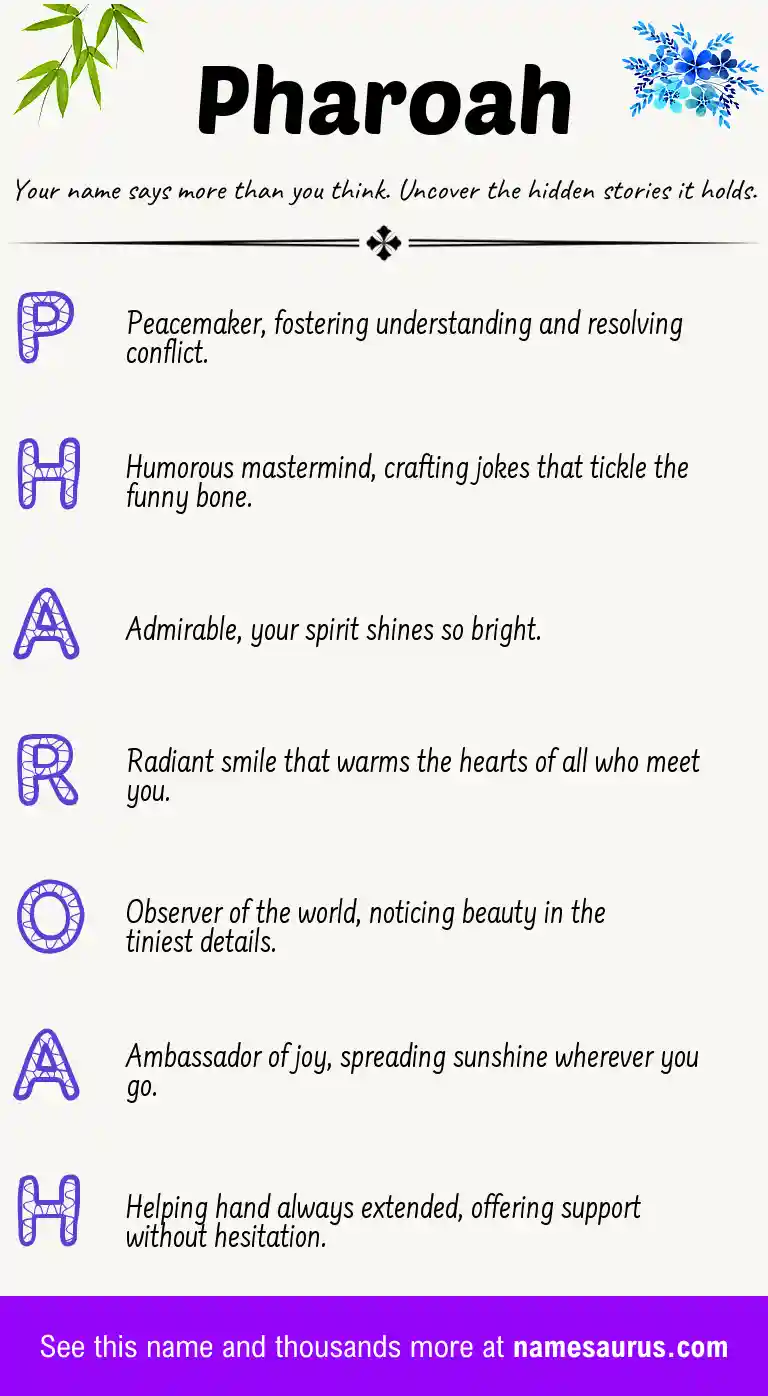 Acrostic poem about Pharoah.