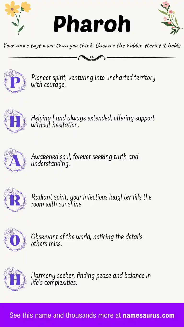 Acrostic poem about Pharoh.