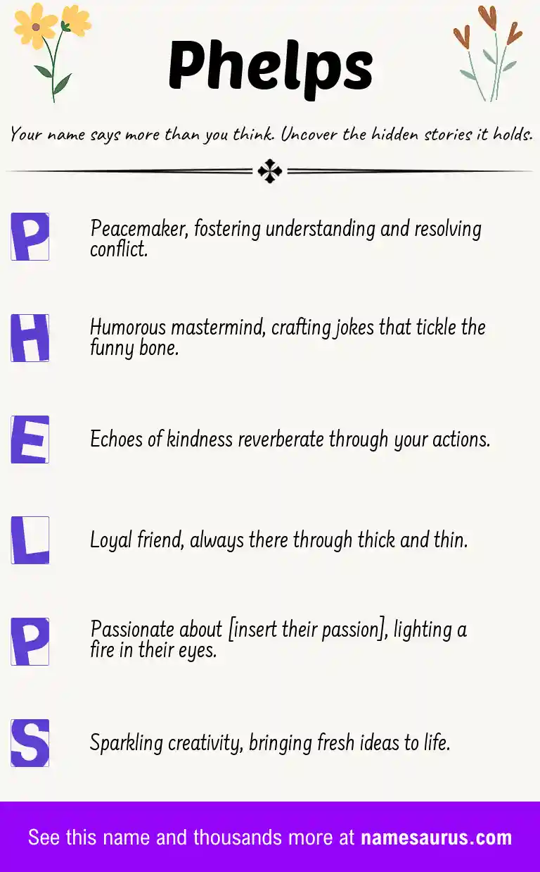 Acrostic poem about Phelps.