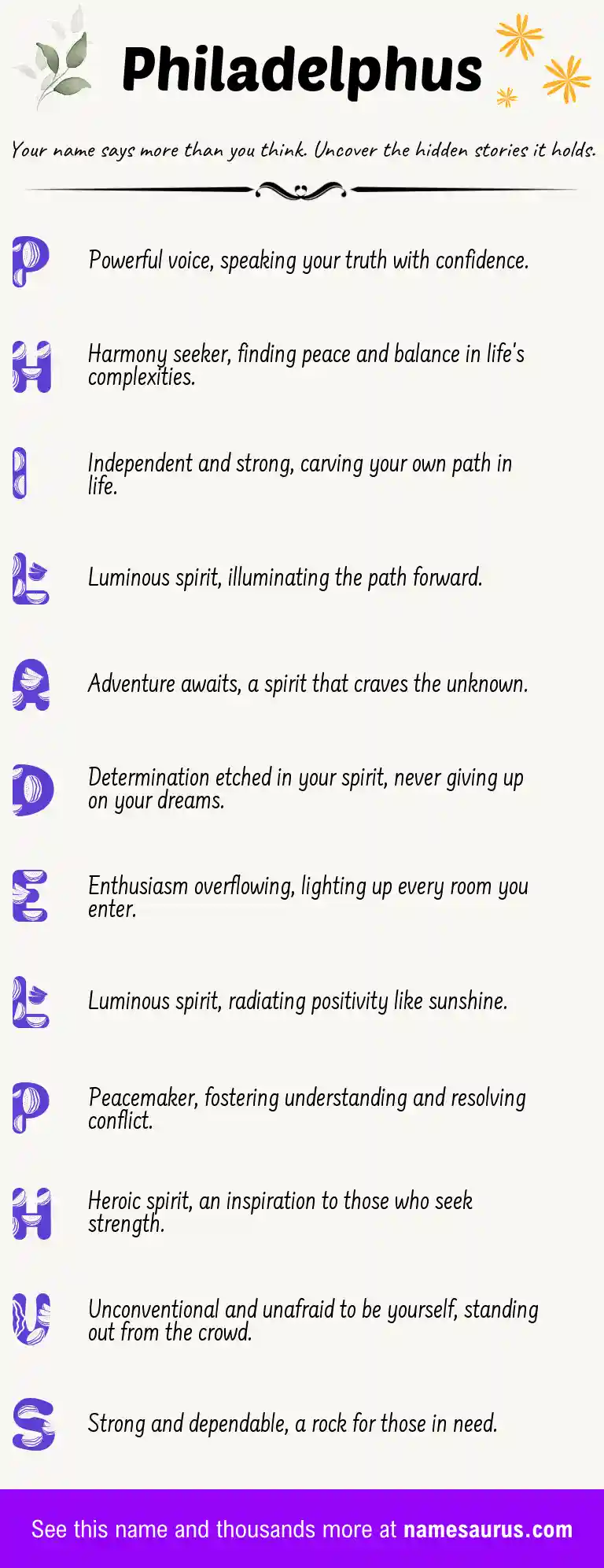 Acrostic poem about Philadelphus.