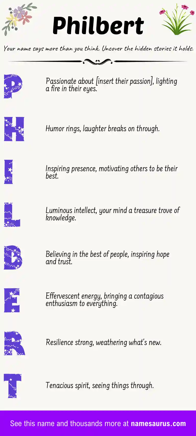 Acrostic poem about Philbert.