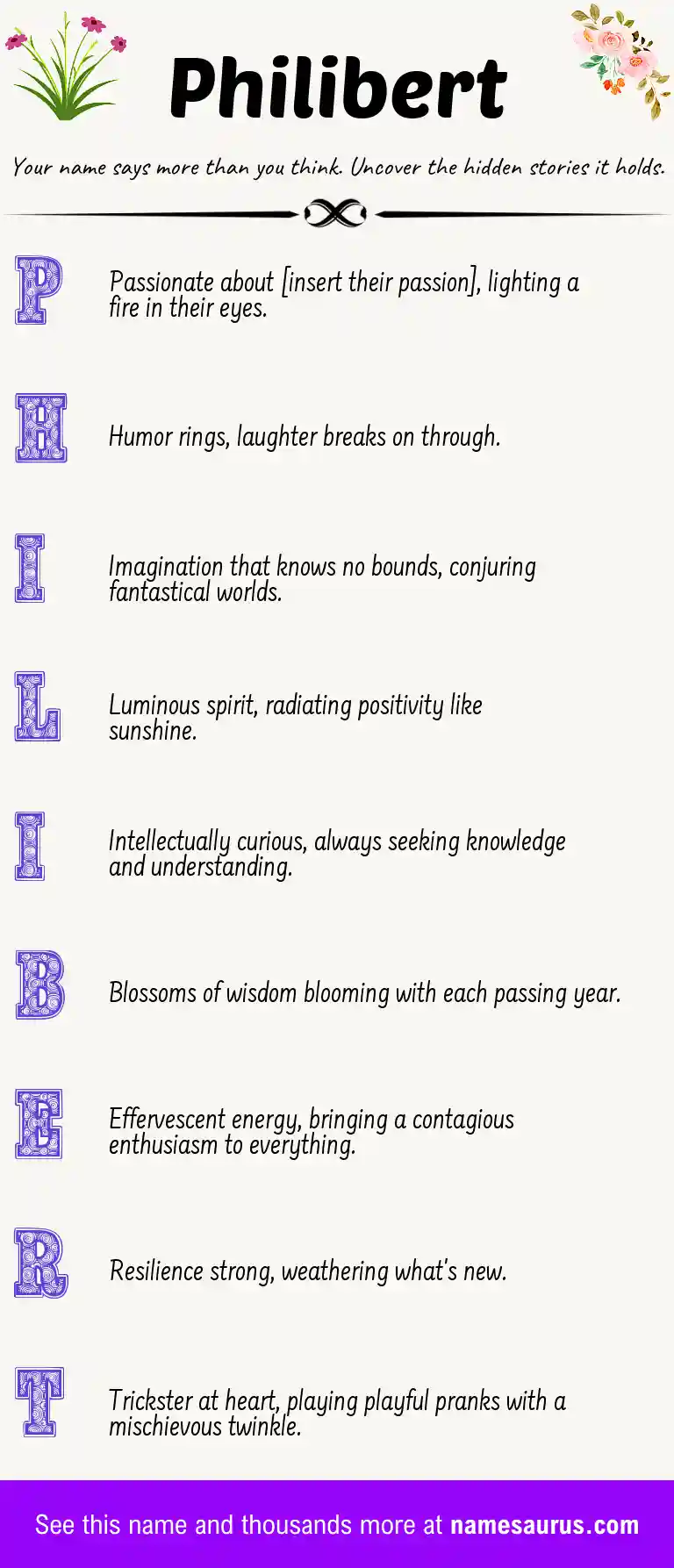 Acrostic poem about Philibert.