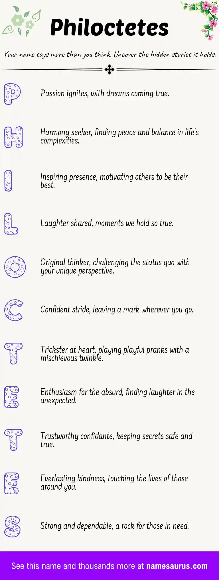 Acrostic poem about Philoctetes.