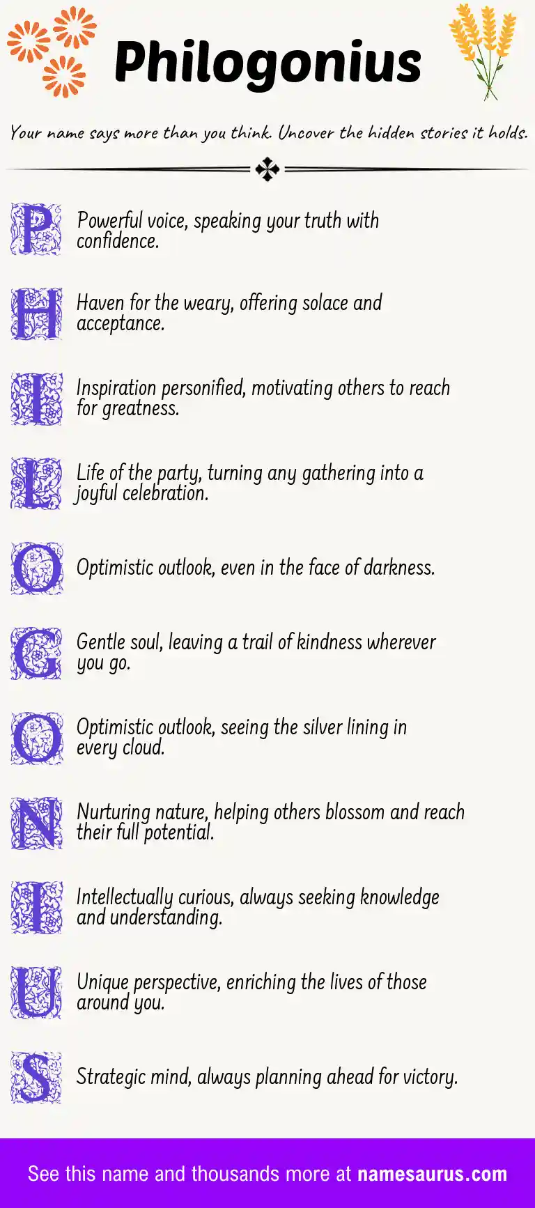 Acrostic poem about Philogonius.