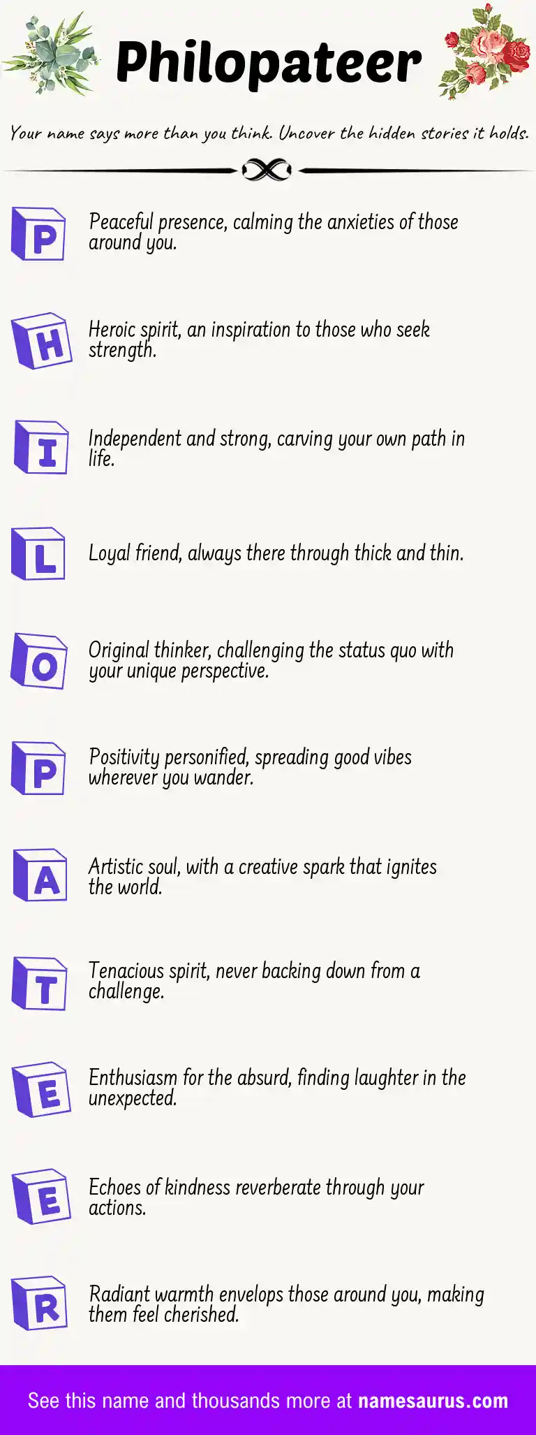 Acrostic poem about Philopateer.